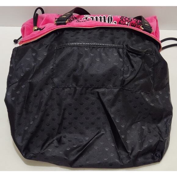 Hot Pink Juicy Couture Purse Zip Top Bag Handbag Y2K Velour Vintage - Picture 11 of 16